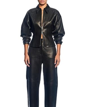 The Sei Fitted Lambskin Leather Jacket - Black