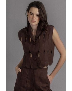 SHANTALL Irregular Assembles Crop Top - Brown