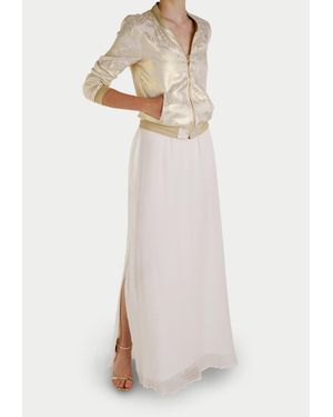 CHARLOTTA GANDOLFO Reversible Silk Bomber Jacket - White