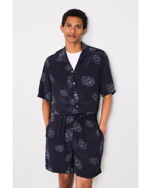 Officine Generale Fitz Short Viscose Crepe - Blue