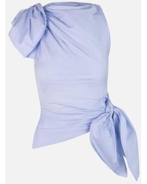 Monse Bow Drape Shirting Top - Blue