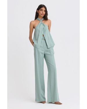 Matthew Bruch Belted Wide Leg Trouser Dusty - Green