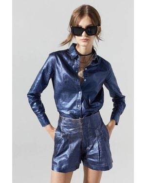 Lanhtropy San Marino Metallic Linen Shirt - Blue