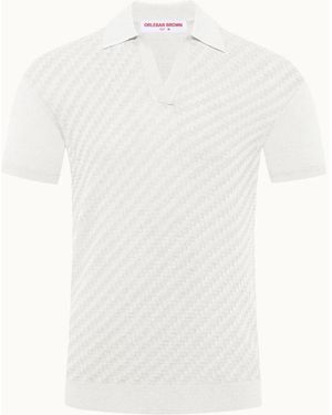Orlebar Brown Horton 2-Tone Jacquard Polo - White