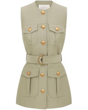 Zimmermann Luna Wool Silk Utility Vest - Green