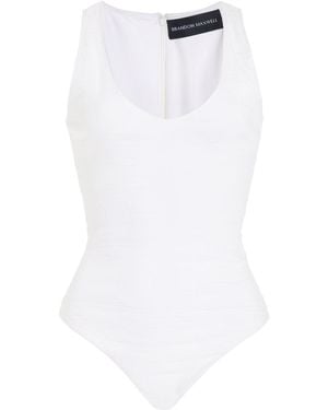 Brandon Maxwell The Janie Scoop Neck Tank Bodysuit - White