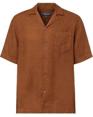 Frescobol Carioca Angelo Gd Linen Ss Shirt - Brown