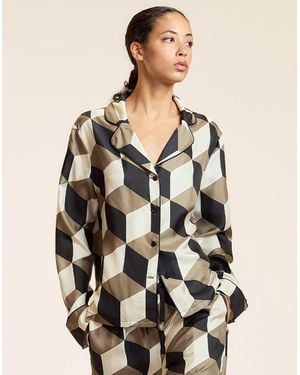 Cynthia Rowley Art Deco Pj Top - Natural