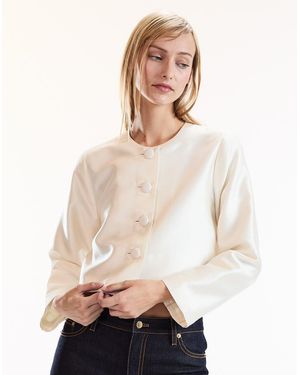 Cynthia Rowley Silk Wool Cropped Jacket - Natural