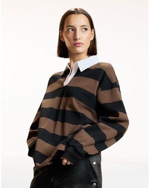 Cynthia Rowley Ardie Striped Rugby Shirt - Black