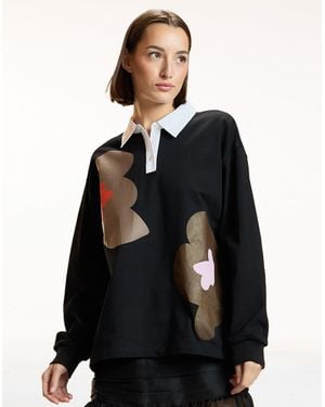 Cynthia Rowley Ardie Printed Rugby Shirt - Black