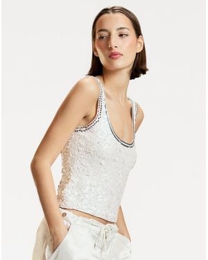 Cynthia Rowley Match Point Sequin Tank - Natural