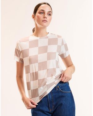 Cynthia Rowley Relaxed Checker Tee - Blue