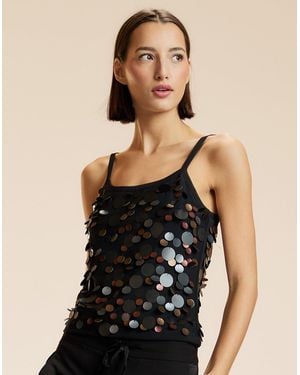 Cynthia Rowley Paola Paillette Cami - Black