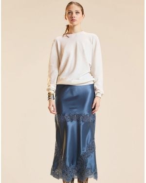Cynthia Rowley Garbo Silky Lace Skirt - Blue