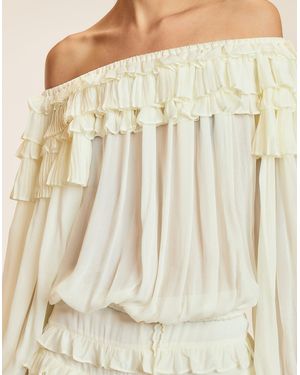 Cynthia Rowley Bella Ruffle Blouse - Metallic