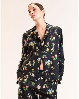 Cynthia Rowley Botanical Noir Pj Top - Black