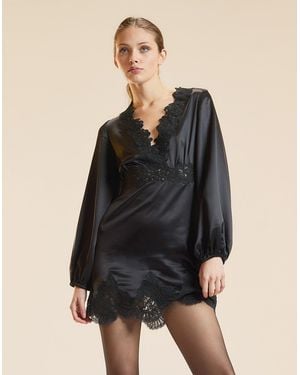 Cynthia Rowley Garbo Silky Lace Dress - Black