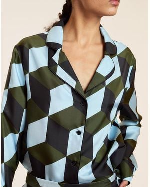 Cynthia Rowley Art Deco Pj Top - Green