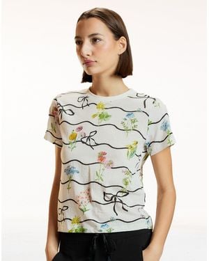 Cynthia Rowley Floral Ribbon Everyday Tee - Gray