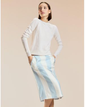 Cynthia Rowley Stripe Collectible Silk Skirt - Natural