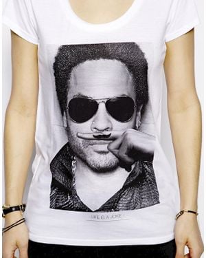 ELEVEN PARIS Lenny Kravitz Moustache Tshirt - White