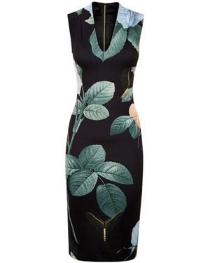 Ted Baker Ravina Distinguishing Rose Midi Dress - Black