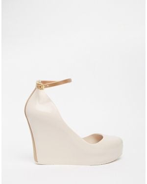 Melissa Patchuli Peep Toe Wedge Shoes - Metallic