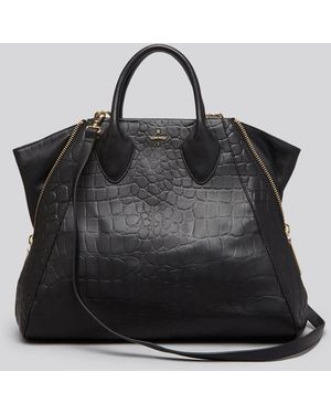 Pour La Victoire Tote Yves Croc Embossed - Black