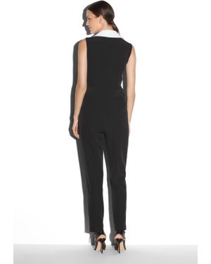 MILLY Italian Cady Tuxedo Jumpsuit - Black