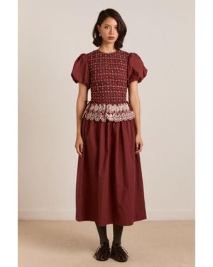 Damson Madder Audrey Midi Dress - Red