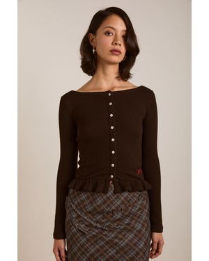 Damson Madder Marjorie Waffle Top - Brown