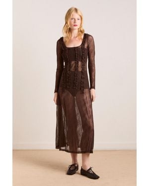 Damson Madder Raphi Lace Midi Dress - Natural