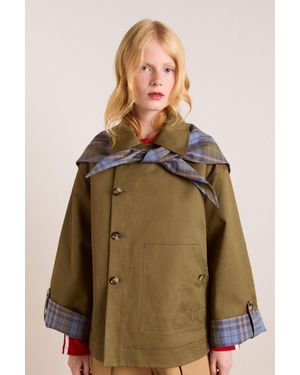 Damson Madder Reversible Jerry Crop Trench Coat - Green