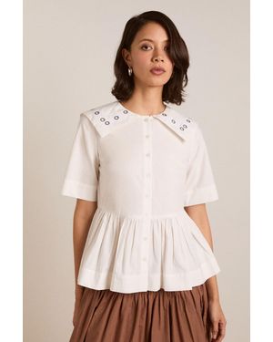 Damson Madder Cyrus Eyelet Blouse - Natural
