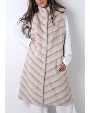 Daniel Shaded Stripe Faux Fur Longline Gilet - Multicolour