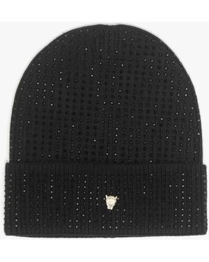 Moda In Pelle Paloma Diamante Beanie Hat - Black