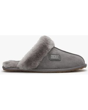 Australia Luxe Grey Double-face Sheepskin Closed Mule Slippers