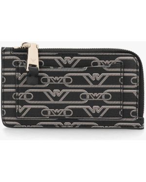 Emporio Armani New Logo Nero & Ecru Card Holder - White