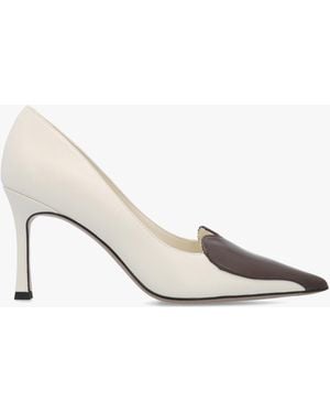 Daniel Elove Off Leather Heart Toe Cap Court Shoes - White