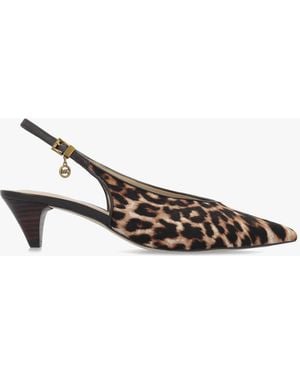 Michael Kors Tonya Leopard Pony Hair Slingback Court Shoes - White