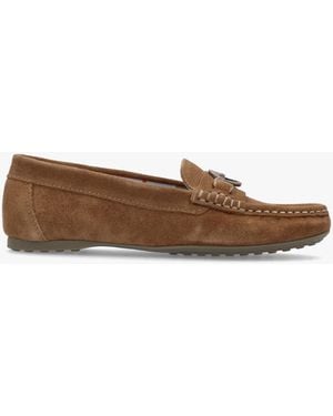 Barbour Anika Nougat Suede Driving Shoes - White