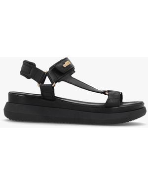 Daniel Mazey Est93 Black Leather Flatform Sandals