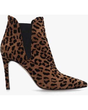 Daniel Adril Suede Leopard Ankle Boots - Brown