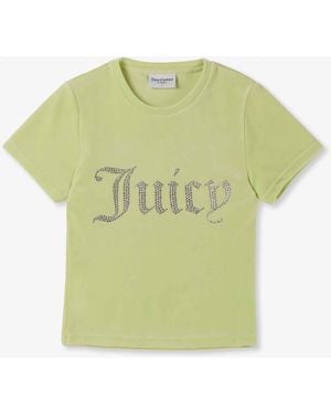 Juicy Couture Taylor Velour Diamonte T Shirt - Green