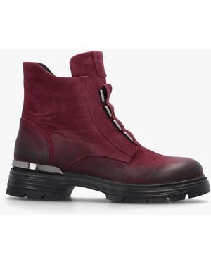 Daniel Velar Burgundy Nubuck Elastic Front Ankle Boots - Purple