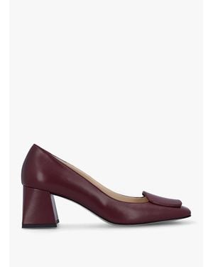 Daniel Nessie Burgundy Leather Block Heel Court Shoes - Purple