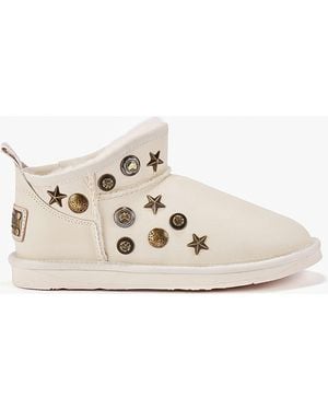 Australia Luxe Angel Ultra Short Leather Studded Ankle Boots - Natural