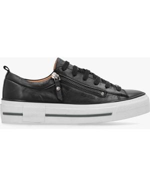 Moda In Pelle Filician Black Leather Side Zip Sneakers