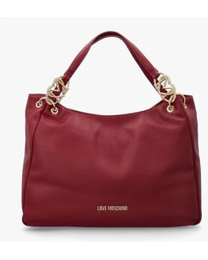 Love Moschino Burgundy Shoulder Shopper Bag - Red